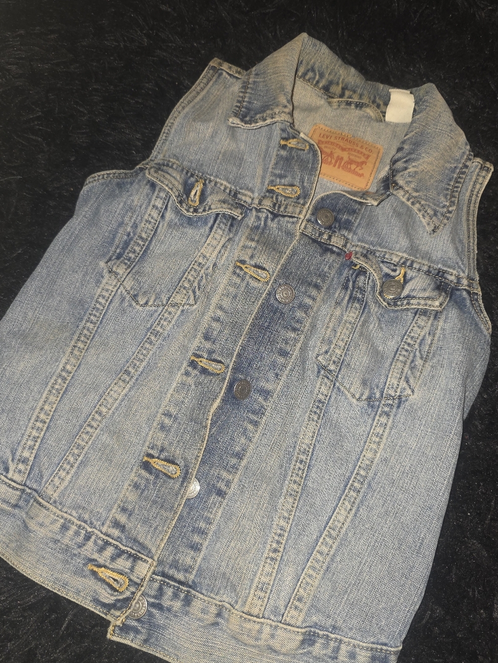 Levi blue denim vest for women's xs xsmall